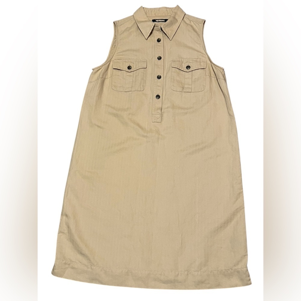Lauren Ralph Lauren tan linen blend safari dress shirt dress natural fabric